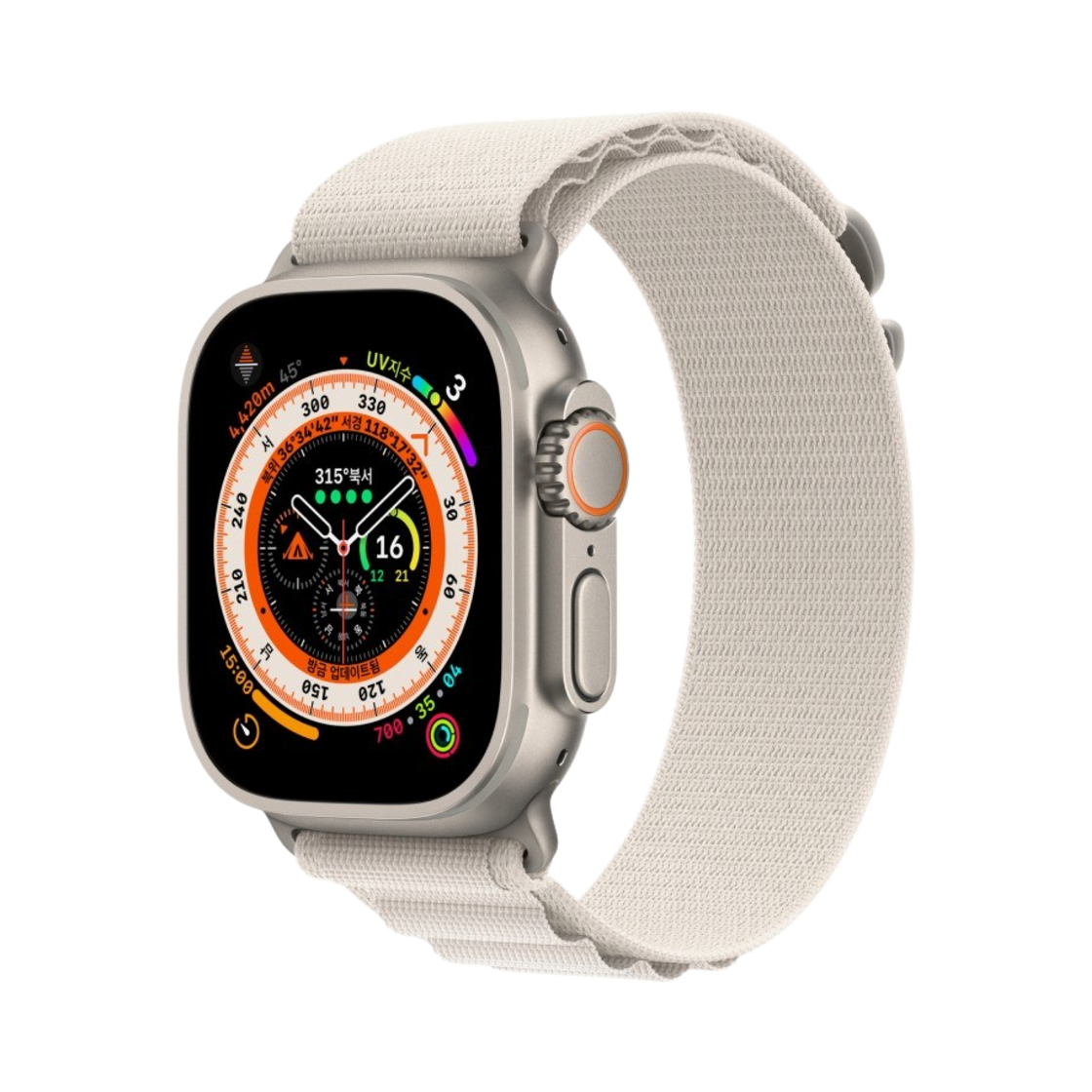 애플 워치 울트라 49mm 티타늄 케이스 S 알파인 루프 스타라이트 (국내 정식 발매 제품)(Apple Watch Ultra 49mm Titanium Case with S Alpine Loop Starlight (Korean Ver.)) - 1