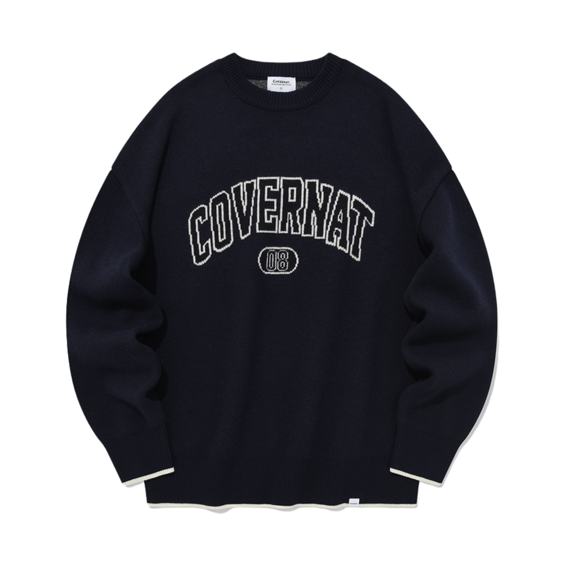 CO2303KT09NA Covernat Lambswool Arch Logo Crewneck Knit Navy