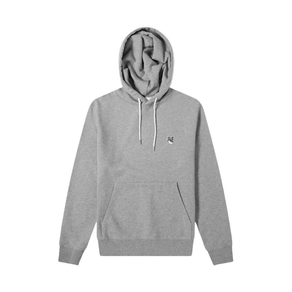 GU00335KM0002 Maison Kitsune Grey Fox Head Patch Classic Hoodie Grey Melange