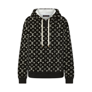 (W) Louis Vuitton Monogram Toweling Hoodie Black