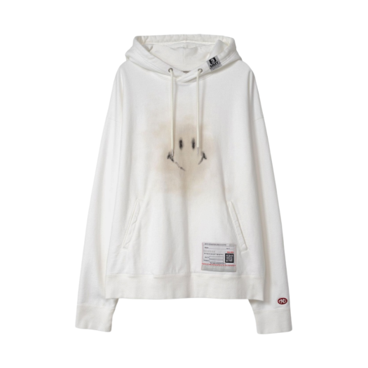 A12HD672-WHITE Maison Mihara Yasuhiro Smily Face Printed Hoodie White