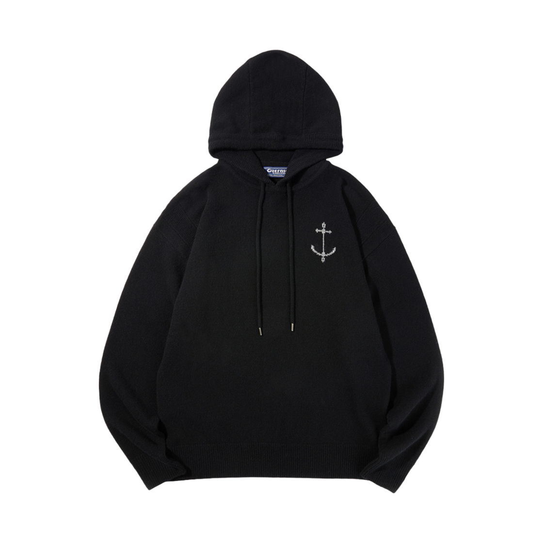 - Guernsey Woollens Merino Wool Hood Sweater Black