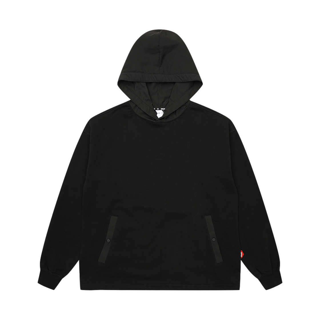 윌비플레이 우븐 믹스 후드 블랙(WILLBE PLAY Woven Mix Hoodie Black)