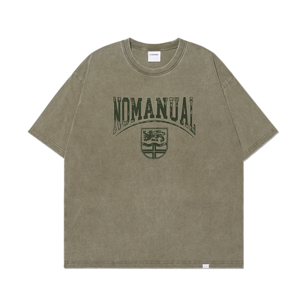 노매뉴얼 엠블럼 워시드 티셔츠 워시드 카키