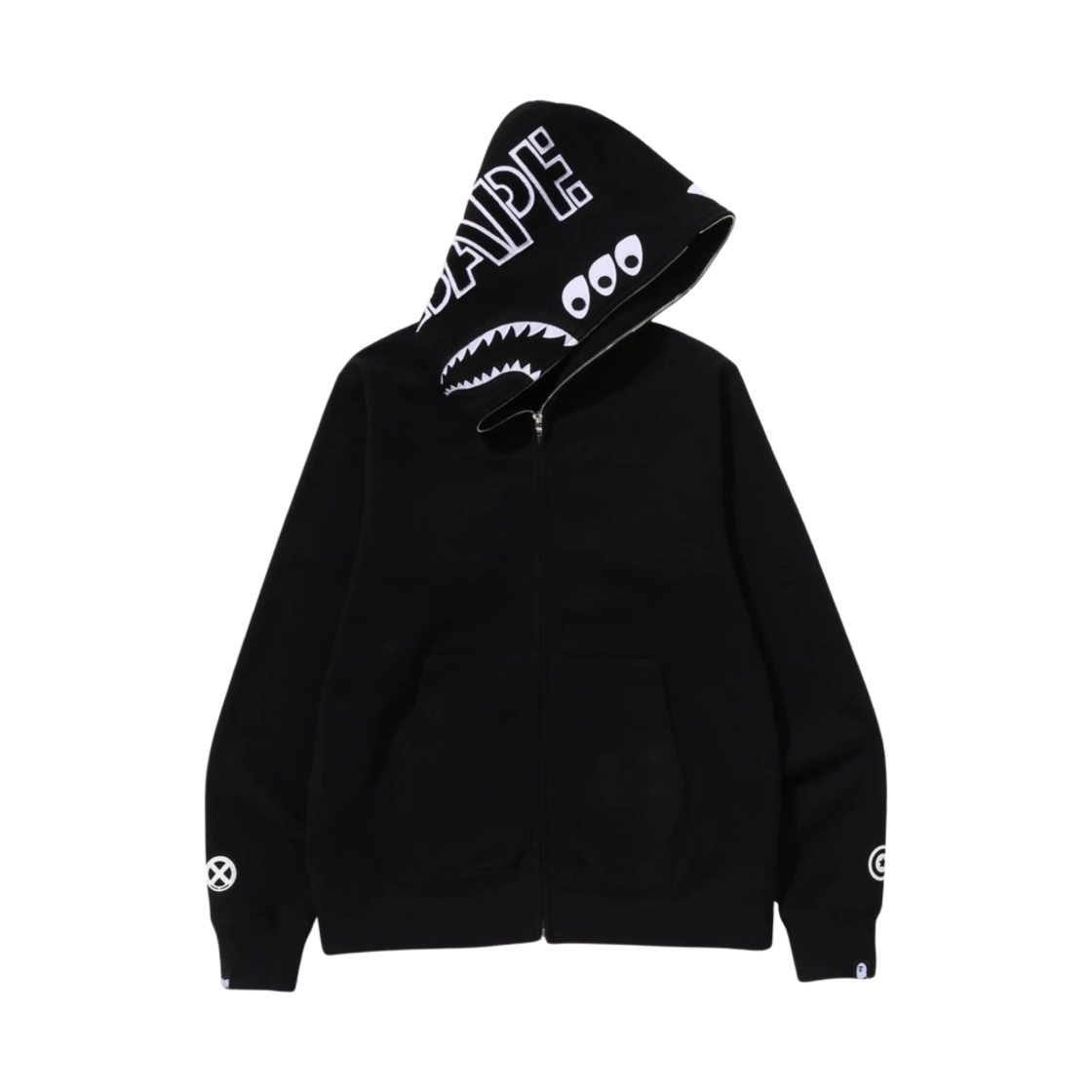 베이프 x 바운티 헌터 매드 샤크 풀 집 후드 블랙(BAPE x Bounty Hunter Mad Shark Full Zip Hoodie Black) - 2