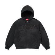 Supreme Leather Applique Zip Up Hooded Sweatshirt Black - 25SS