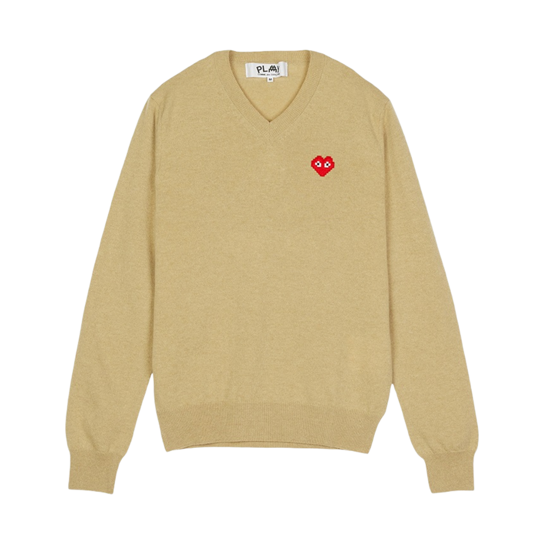 플레이 꼼데가르송 x 인베이더 픽셀 하트 니트웨어 베이지브라운(Play Comme des Garcons x Invader Pixel Heart Knitwear Beige Brown) - 1