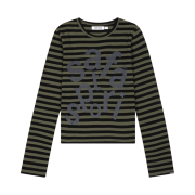 [KREAM 단독] Safarispot 1/2 Ticketing Stripe Border Tee Olive