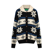 Greenbutter Women Snowflake Alpaca Cowichan Cardigan Black