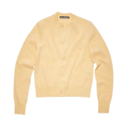 (W) Acne Studios Keva Face Crewneck Cardigan Light Yellow Mealange