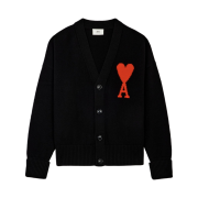 AMI de Coeur Oversize Intarsia Cardigan Black - 21FW