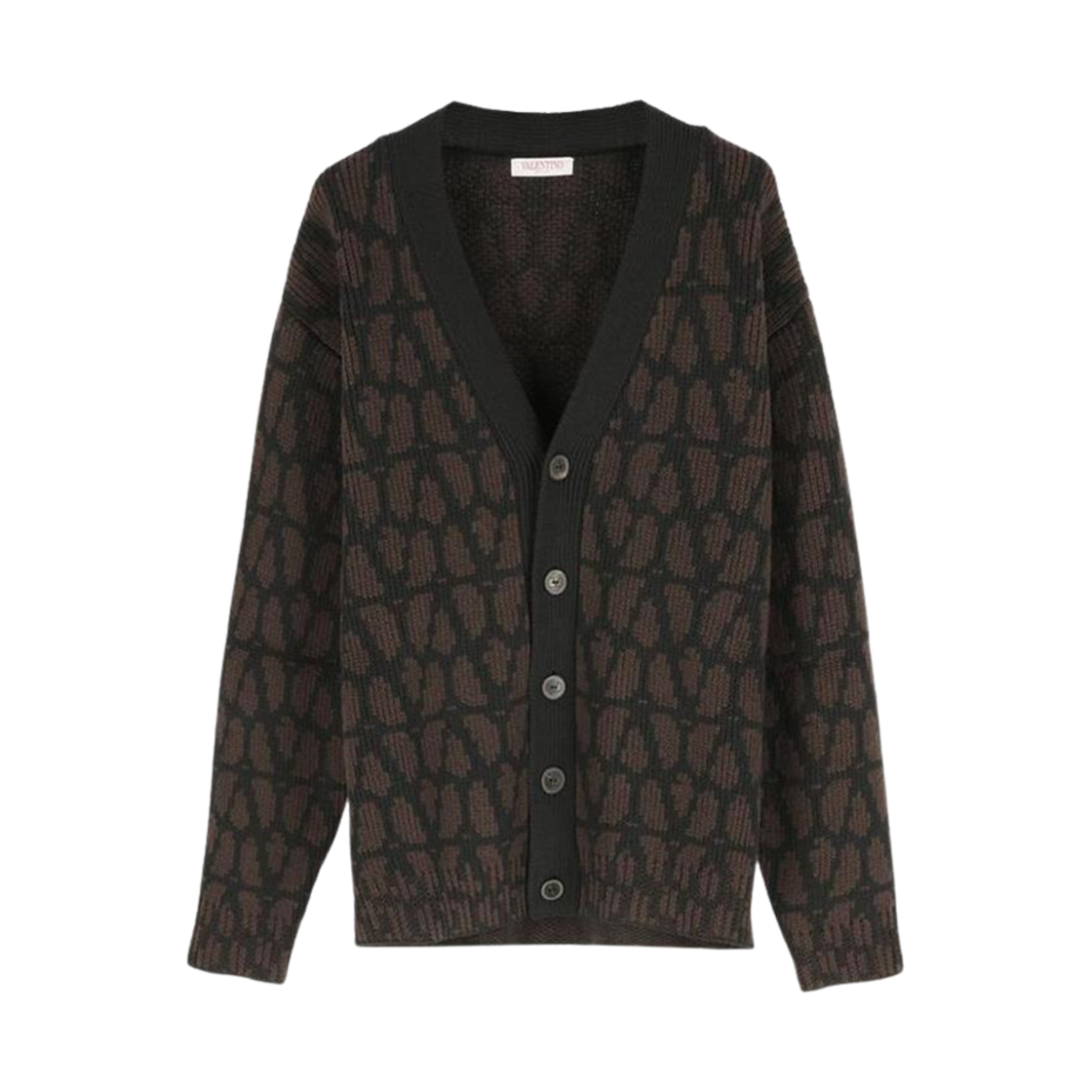 발렌티도 트왈 아이코노그래피 패턴 울 가디건 에보니 블랙(Valentino Wool Cardigan with Toile Iconographe Pattern Ebony Black)