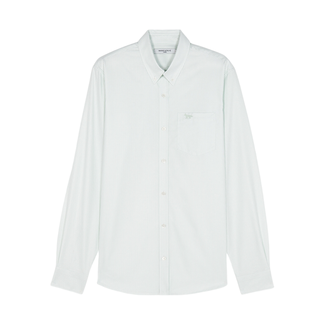 메종 키츠네 폭스 자수 포켓 클래식 셔츠 BD 미스트 그린 스트라이프(Maison Kitsune Fox Embroidery Pocket Classic Shirt Bd Mist Green Stripes) - 1