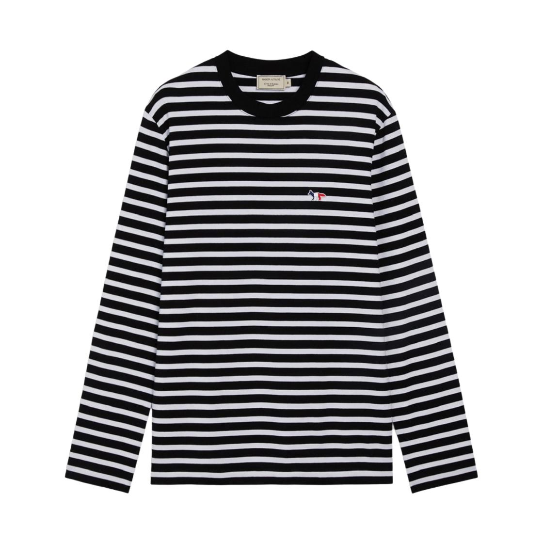 메종 키츠네 트라이컬러 폭스 패치 클래식 마린 티셔츠 블랙(Maison Kitsune Tricolor Fox Patch Classic Marin T-Shirt Black)