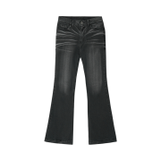 (W) BLR Embossed Wave Washing Boots Cut Denim Pants Grey