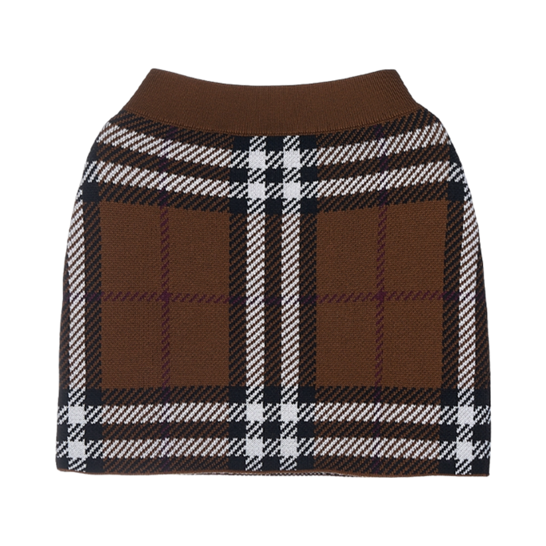 8063220 (W) Burberry Check Wool Jacquard Mini Skirt Dark Birch Brown