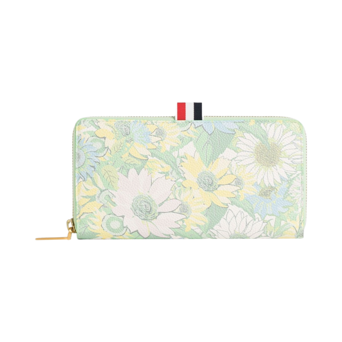 톰브라운 페블 그레인 레더 플라워 아이콘 슬림 집 어라운드 퍼스 파스텔 그린(Thom Browne Pebble Grain Leather Flower Icon Slim Zip Around Purse Pastel Green) - 1