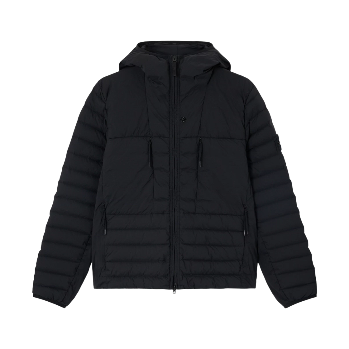 K2S1541000-20S0183-V0029 Stone Island 4100020 Seamless Tunnel Nylon Down TC Hooded Jacket with Seamless Feather Tunnels and Anti Drop Black - 25FW
