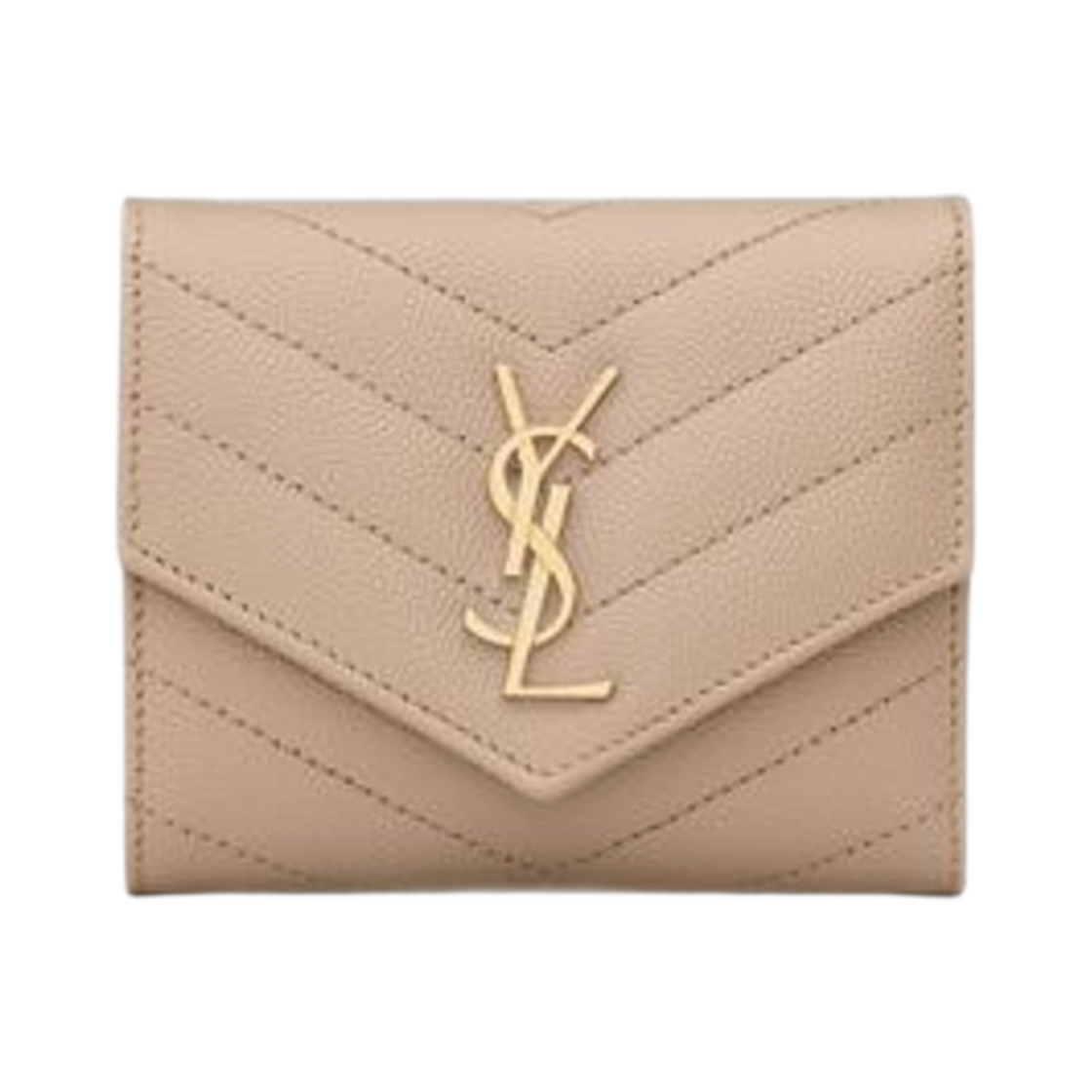 생로랑 카산드라 마틀라세 멀티 폴드 월렛 그레인 드 뿌드르 엠보스 레더 다크 베이지(Saint Laurent Cassandre Matelasse Multi-Folded Wallet In Grain De Poudre Embossed Leather Dark Beige) - 1