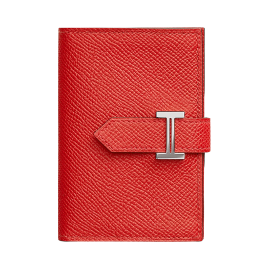 Hermes Bearn Card Holder Epsom & Palladium Orange Field