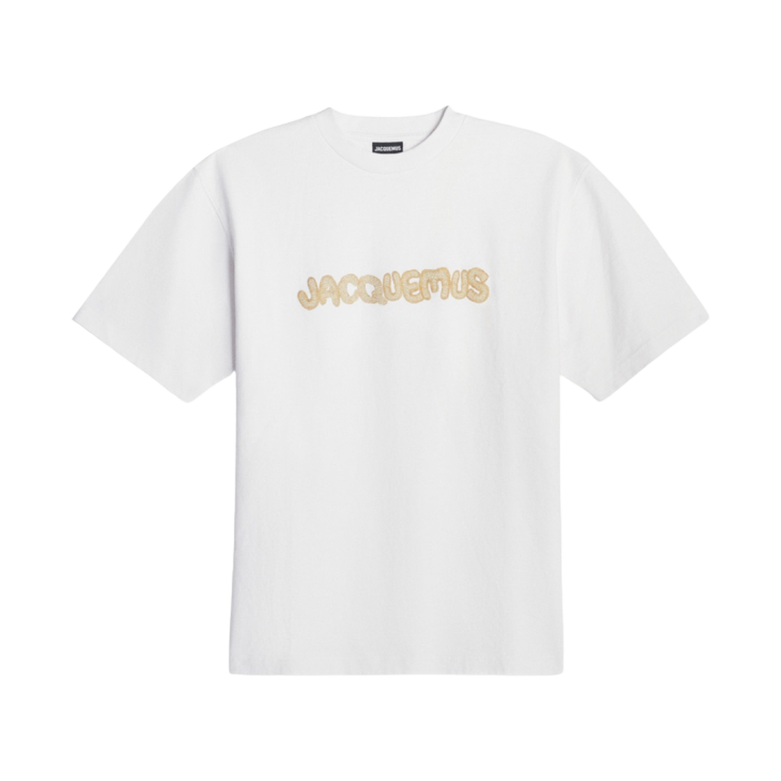 자크뮈스 르 티셔츠 라피아 로고 티셔츠 프린트 마크라메 로고 화이트(Jacquemus Le T-Shirt Raphia Logo T-Shirt Print Macrame Logo White)