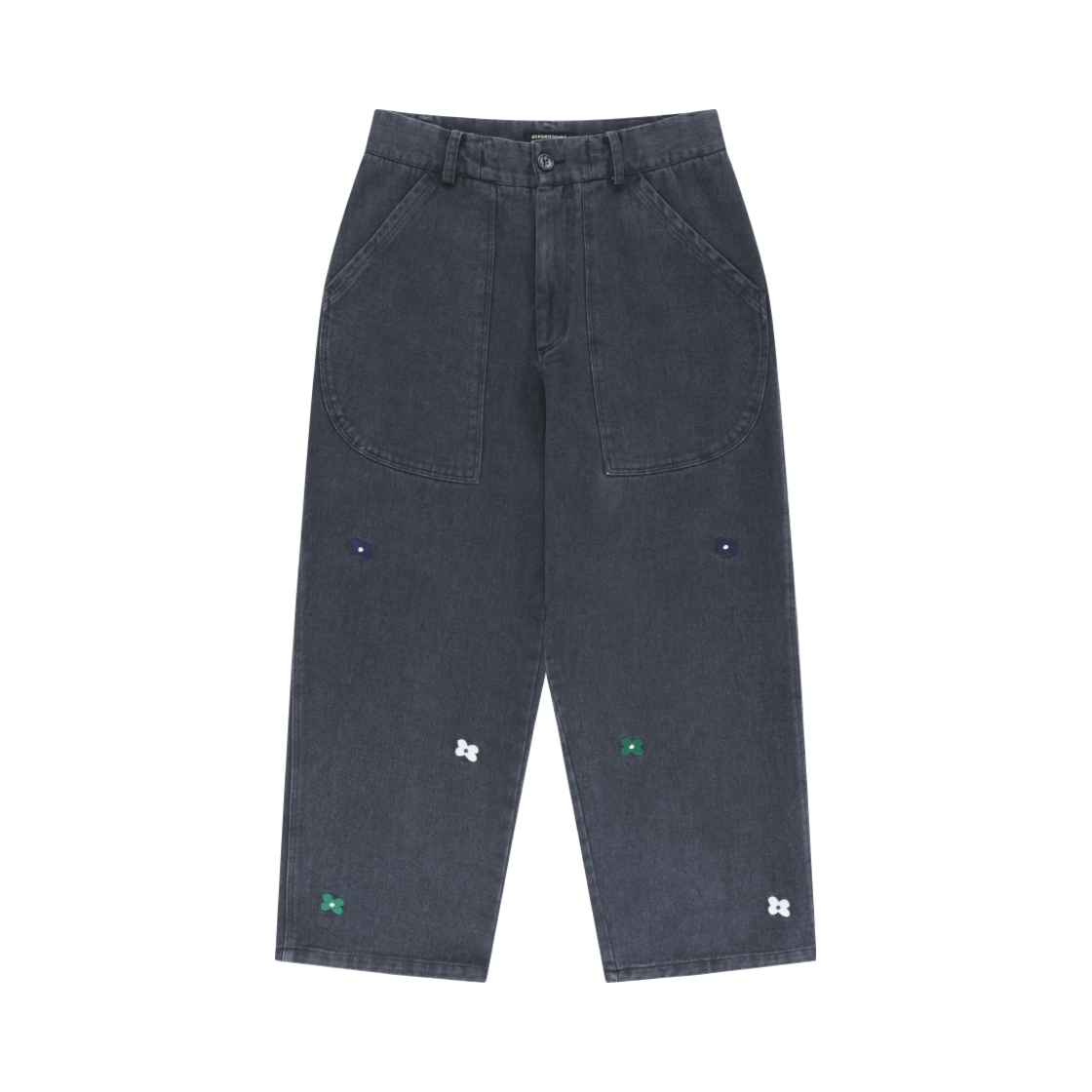 SS25PTS081NF Hongwoosung Embroidery Flower Washed Fatigue Pants Navy