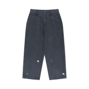 Hongwoosung Embroidery Flower Washed Fatigue Pants Navy