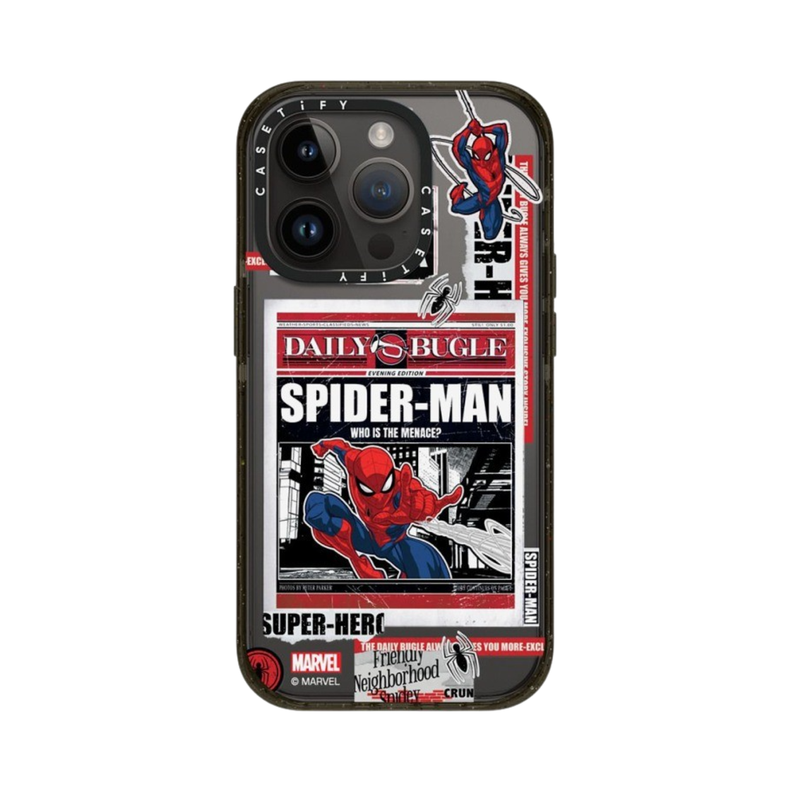 케이스티파이 x 마블 아이폰 스파이더맨 뉴스페이퍼 스티커 임팩트 케이스 클리어 블랙(Casetify x Marvel iPhone Spider-Man Newspaper Sticker Impact Case Clear Black) - 3
