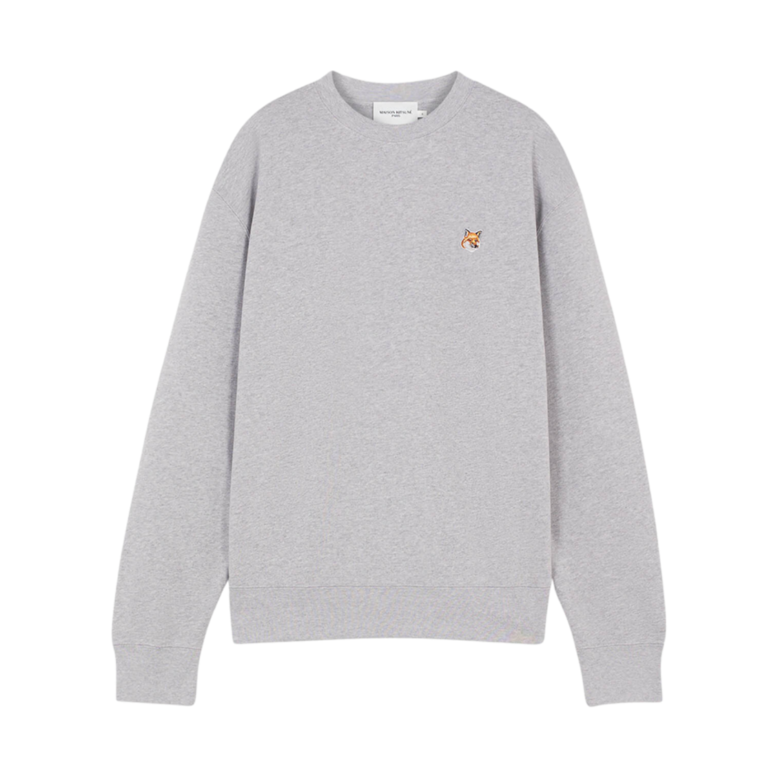 KM00318KM0025-H120 Maison Kitsune Fox Head Patch Relaxed Sweatshirt Light Grey Melange