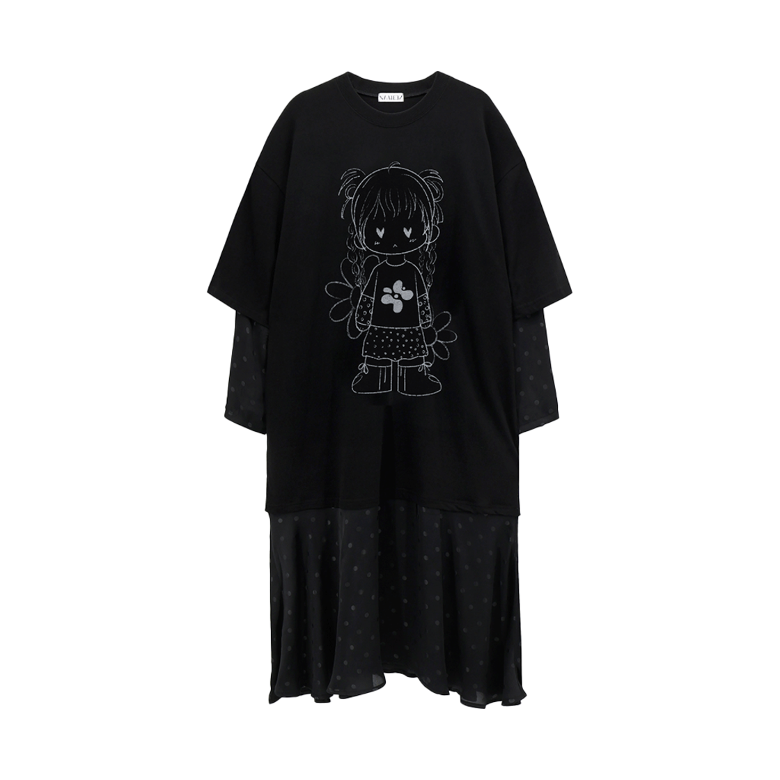 NAFW24OP01 Naaieen Dot Detail Layered Dress