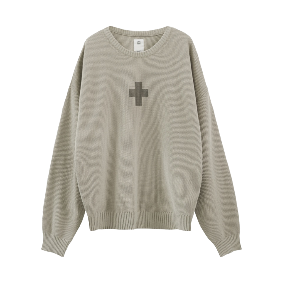 PL24SSKN03BE Polyteru 1011 Graphic Waffle Knit Cross Beige - 24SS