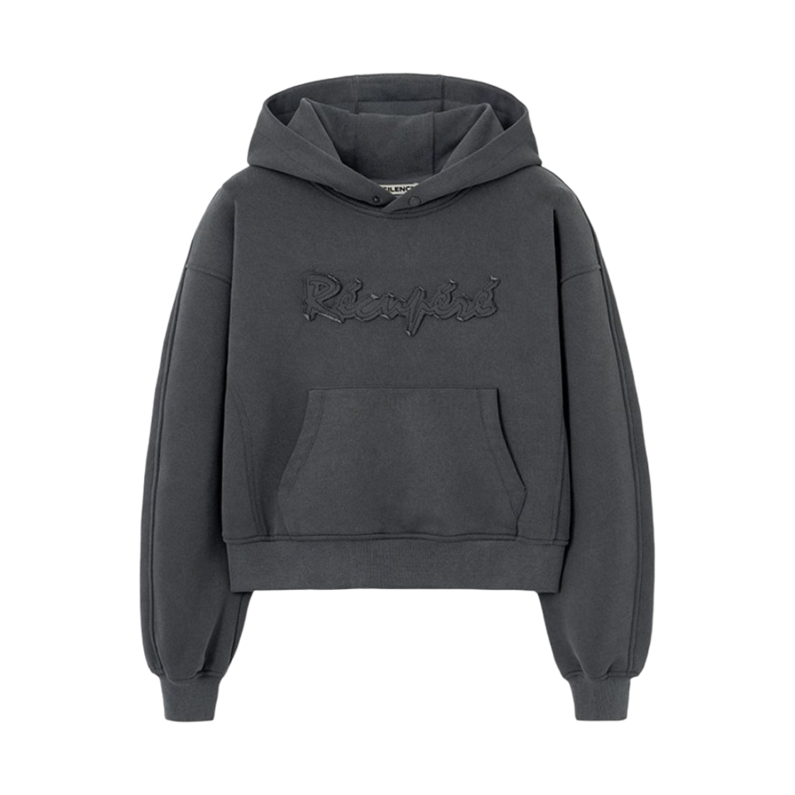 (W) 인사일런스 아플리케 캠페인 후드 차콜((W) Insilence Applique Campaign Hoody Charcoal)