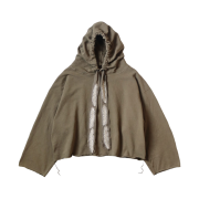 Kapital Fleece Feather Cord Catfish Hood Sweatshirt Khaki