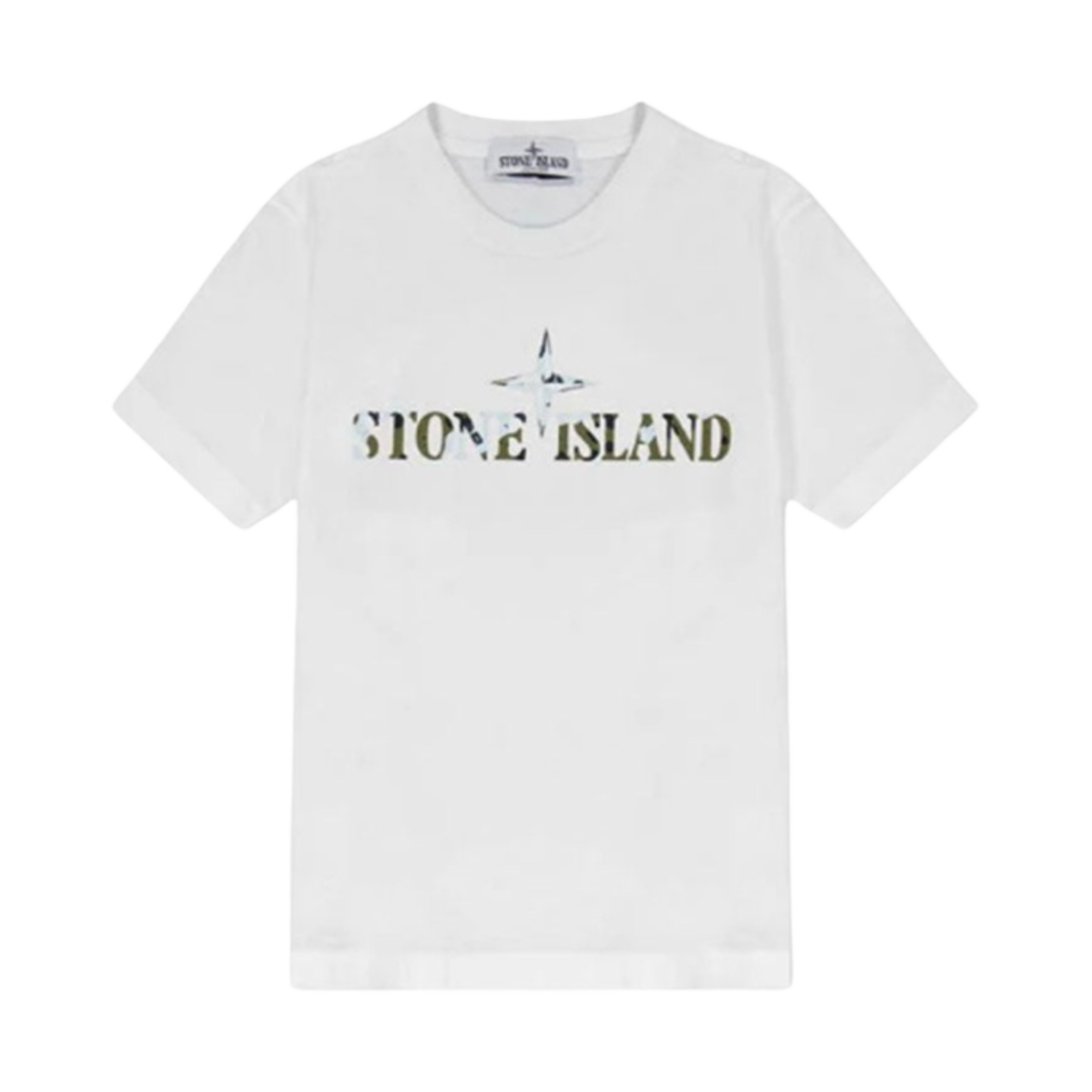 791621051-V0093 (Kids) Stone Island 21051 Garment Dyed Cotton Jersey Short-Sleeve T-Shirt White - 23FW