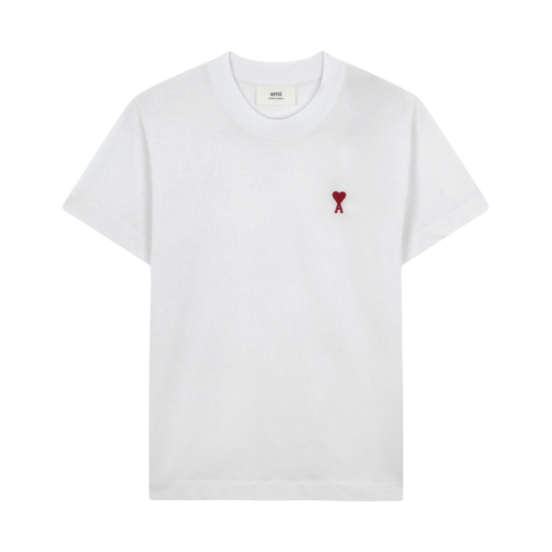 (W) 아미 스몰 하트 로고 티셔츠 화이트 블랑((W) AMI de Coeur T-Shirt White Blanc) - 1