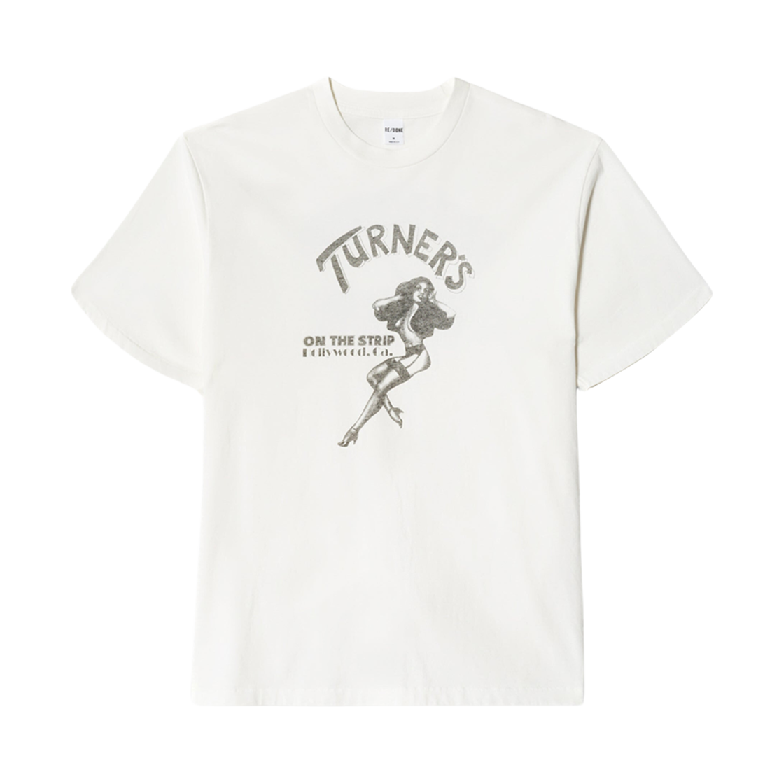907-02MGLT010 Re/Done Loose On The Strip T-Shirt Old White