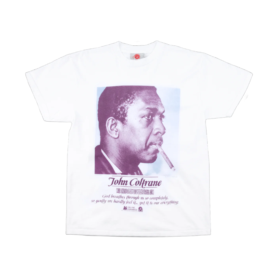 - Online Ceramics John Coltrane God Breathes Through Us T-Shirt White