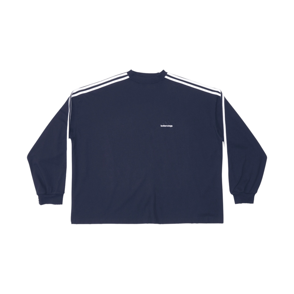 발렌시아가 x 아디다스 빈티지 저지 롱슬리브 티셔츠 네이비 블루(Balenciaga x Adidas Vintage Jersey Long Sleeve T-Shirt Navy Blue) - 1