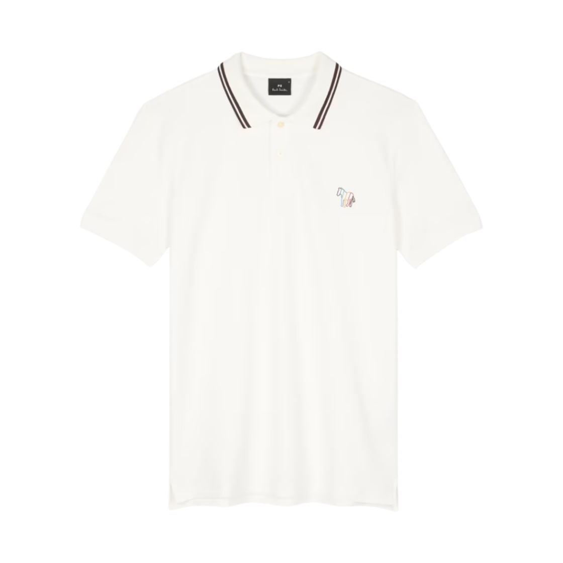 M2R-151LE-P21511-02A Paul Smith Stretch Cotton Broad Stripe Zebra Polo Shirt Ecru