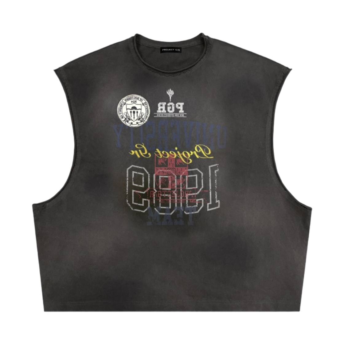 프로젝트 G/R 미러 그래픽 슬리브리스 페이디드 블랙