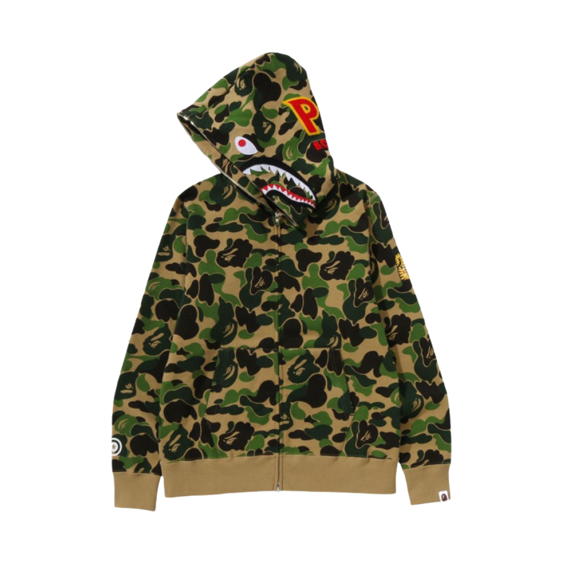 베이프 PONR ABC 카모 샤크 풀 집 후드 아미 그린(BAPE PONR ABC Camo Shark Full Zip Hoodie Army Green) - 2