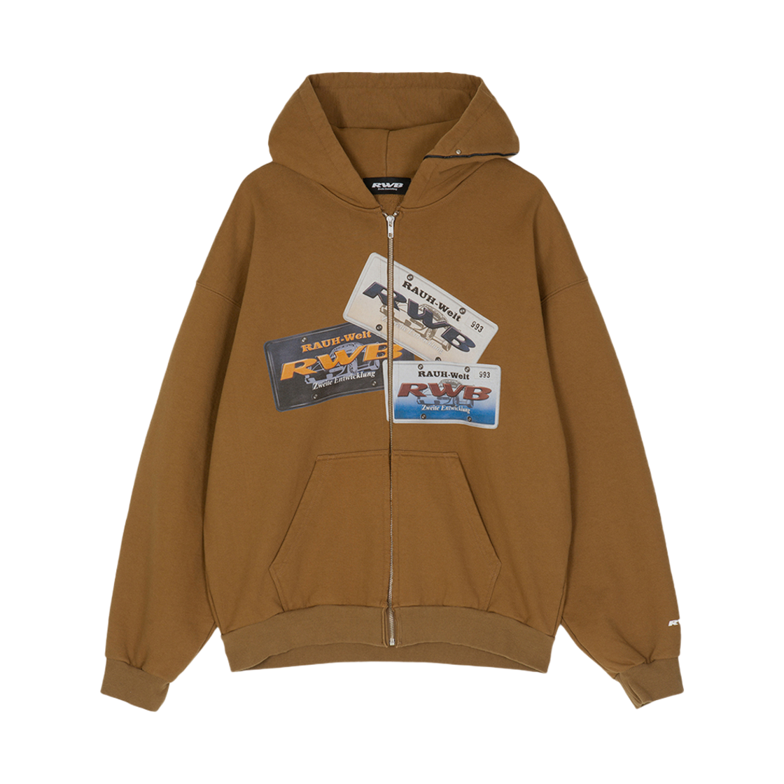 RWB24FWJK003 RWB License Plates Zip-Up Hoodie Coyote