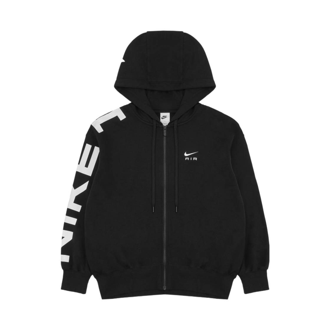 FB8048-010 (W) Nike Fleece Oversized Full Zip Hoodie Black - Asia