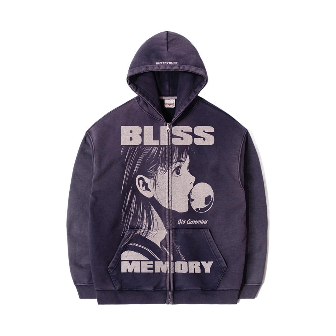 큐티에잇 가먼츠 블리스 워시드 집업 후디 네이비(QT8 GARMENTS Bliss Washed Zip-up hoodie Navy)