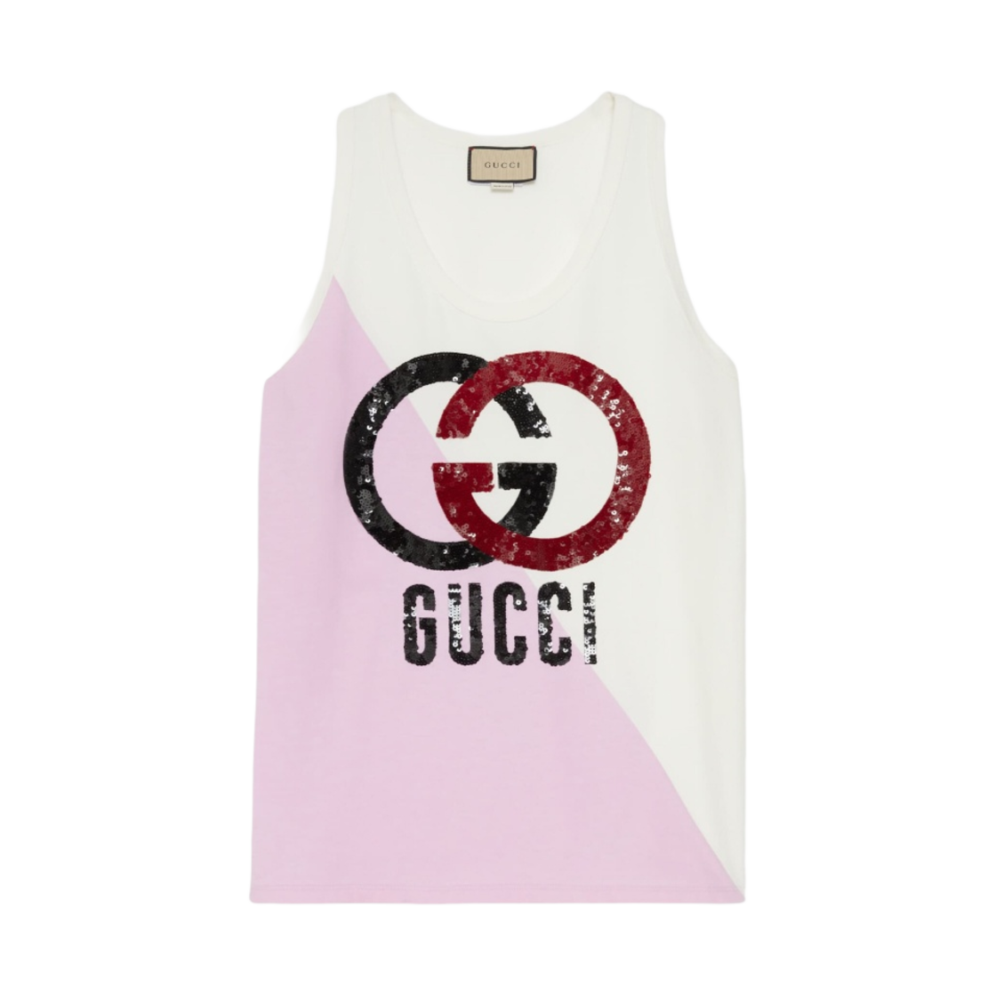 (W) 구찌 엠벨리시드 인타르시아 니트 코튼 베스트 라일락 화이트((W) Gucci Embellished Intarsia Knit Cotton Vest Lilac White) - 1