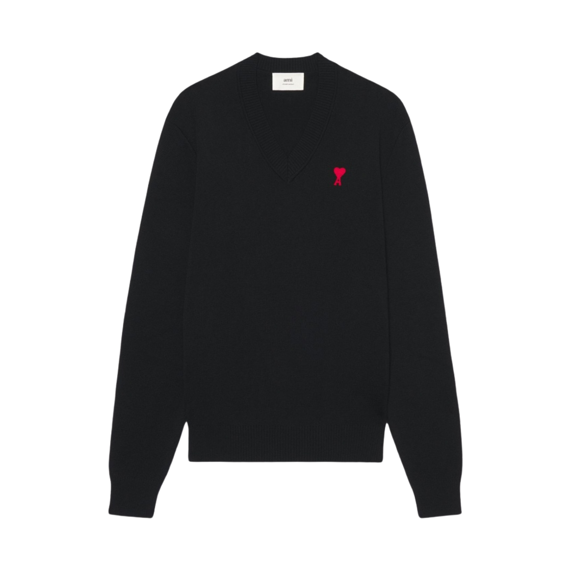 아미 스몰 하트 로고 브이넥 스웨터 블랙(AMI de Coeur V-Neck Sweater Black) - 1