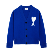 AMI de Coeur Oversize Intarsia Cardigan Royal Blue - 21FW