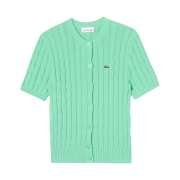(W) Lacoste Cable Short Sleeve Cardigan Apple Green