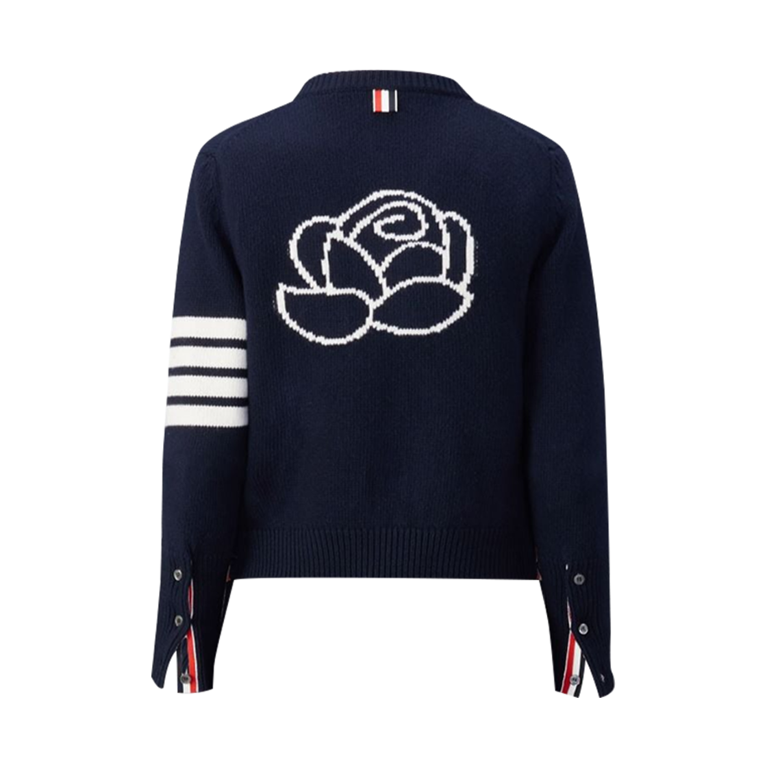 (W) 톰브라운 메리노 울 사선 로즈 아이콘 가디건 네이비((W) Thom Browne Merino Wool 4-Bar Rose Icon Cardigan Navy) - 2
