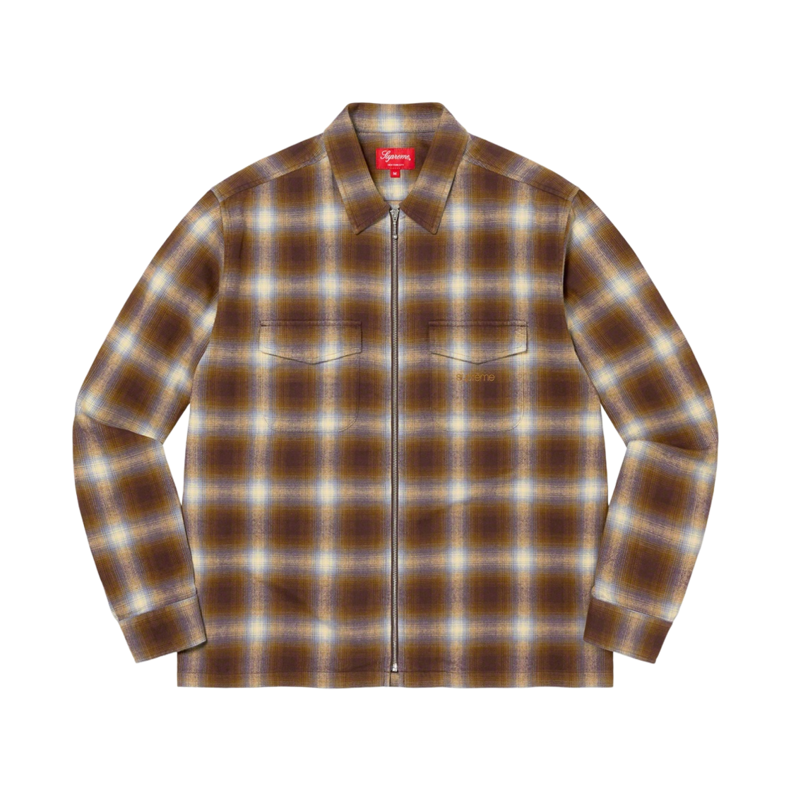 슈프림 쉐도우 플래드 플란넬 집업 셔츠 브라운 - 22FW(Supreme Shadow Plaid Flannel Zip Up Shirt Brown - 22FW) - 1